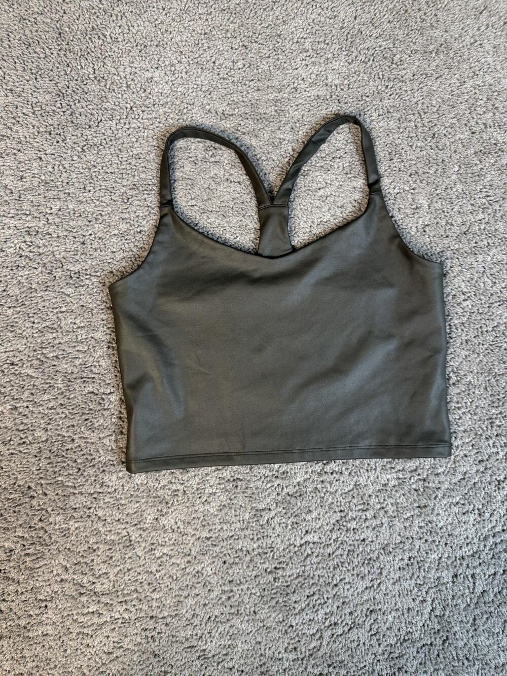 Abercrombie & Fitch Tank Top Womens M Green Cropped Racerback Gym Workout